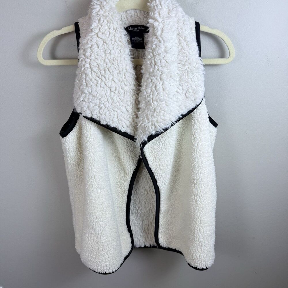 Marcus Alder Faux Fur Vest - Cream Black Trim One Size Fits Most Sherpa
